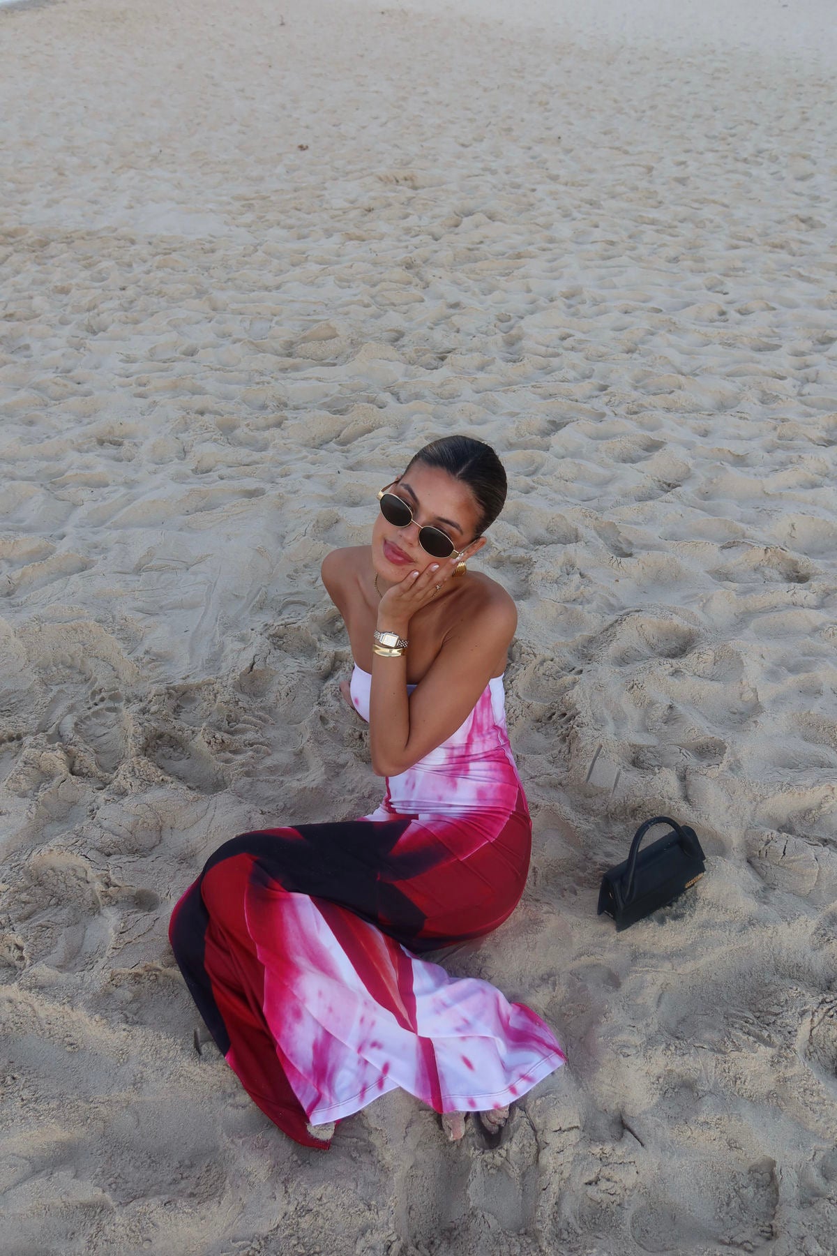 Strapless Slip Dress in Fuchsia