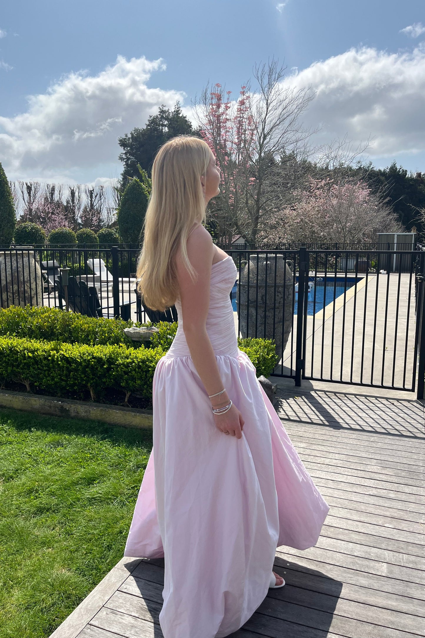 Violette Bubble Hem Maxi in Pastel Pink