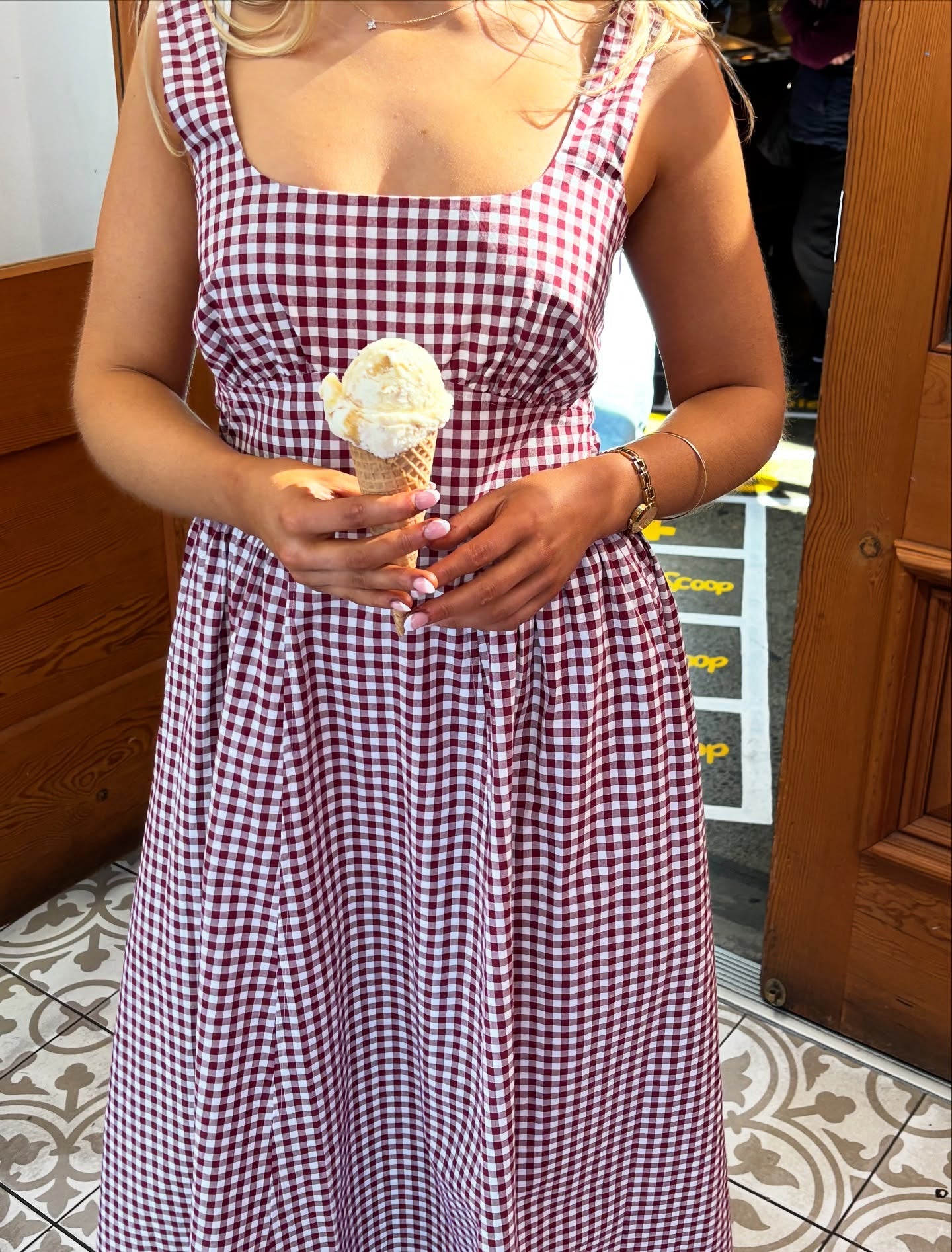 Selma Midi Dress in Merlot Gingham