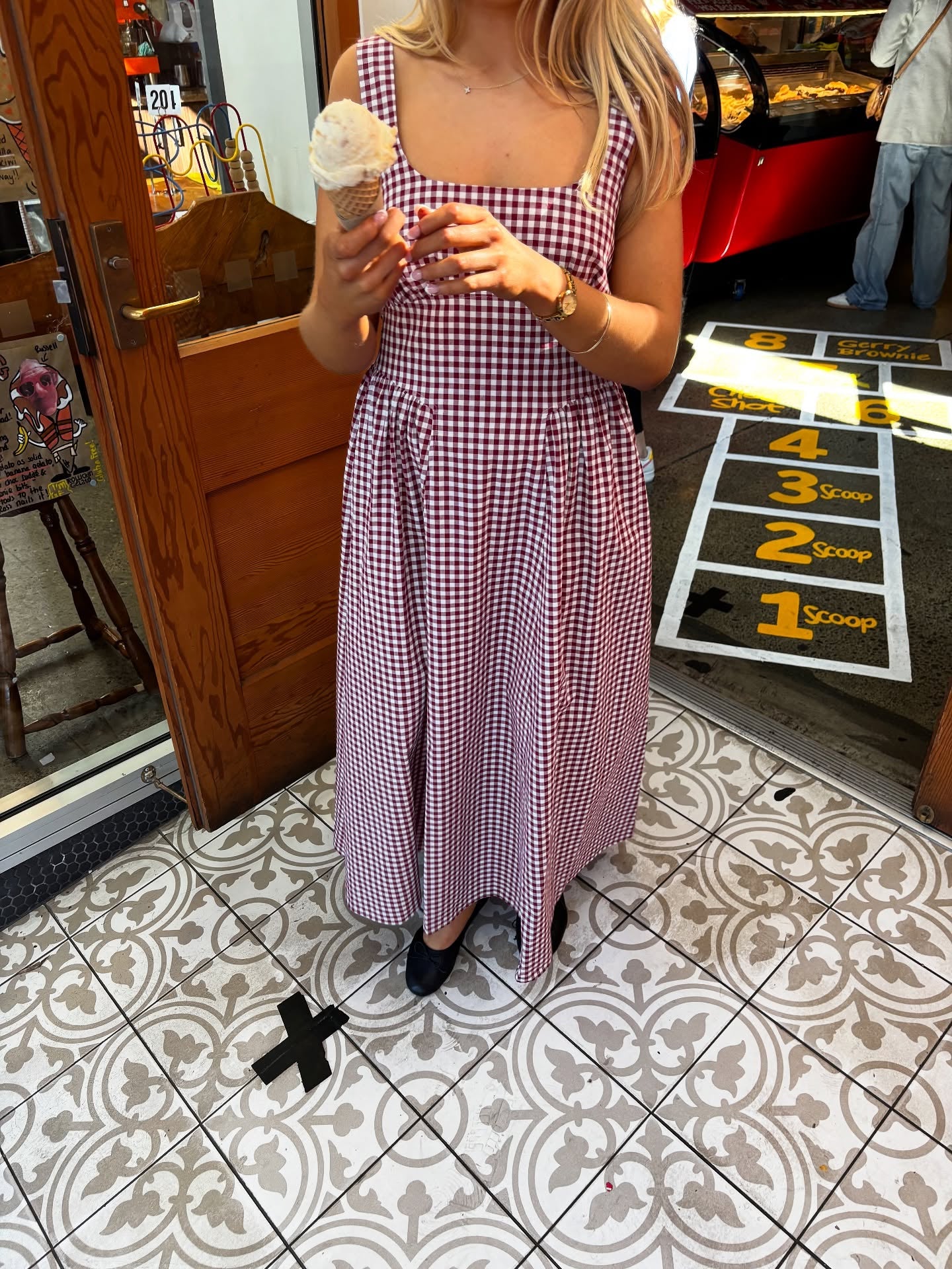 Selma Midi Dress in Merlot Gingham