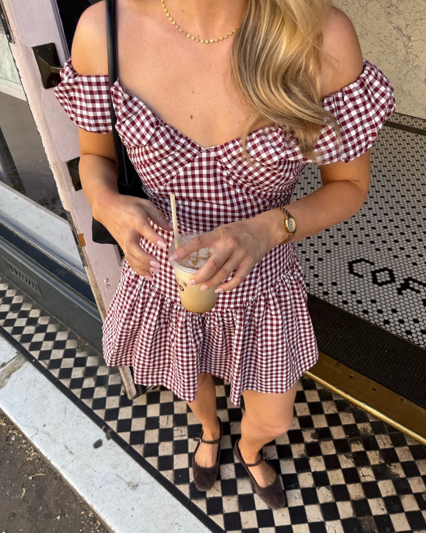 Selma Mini Dress in Merlot Gingham
