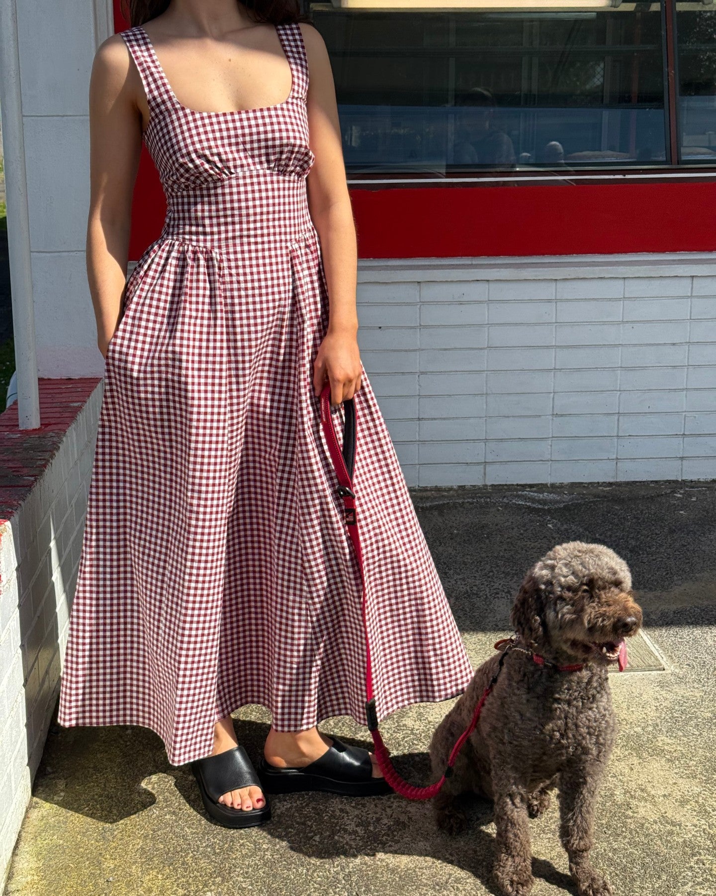 Selma Midi Dress in Merlot Gingham