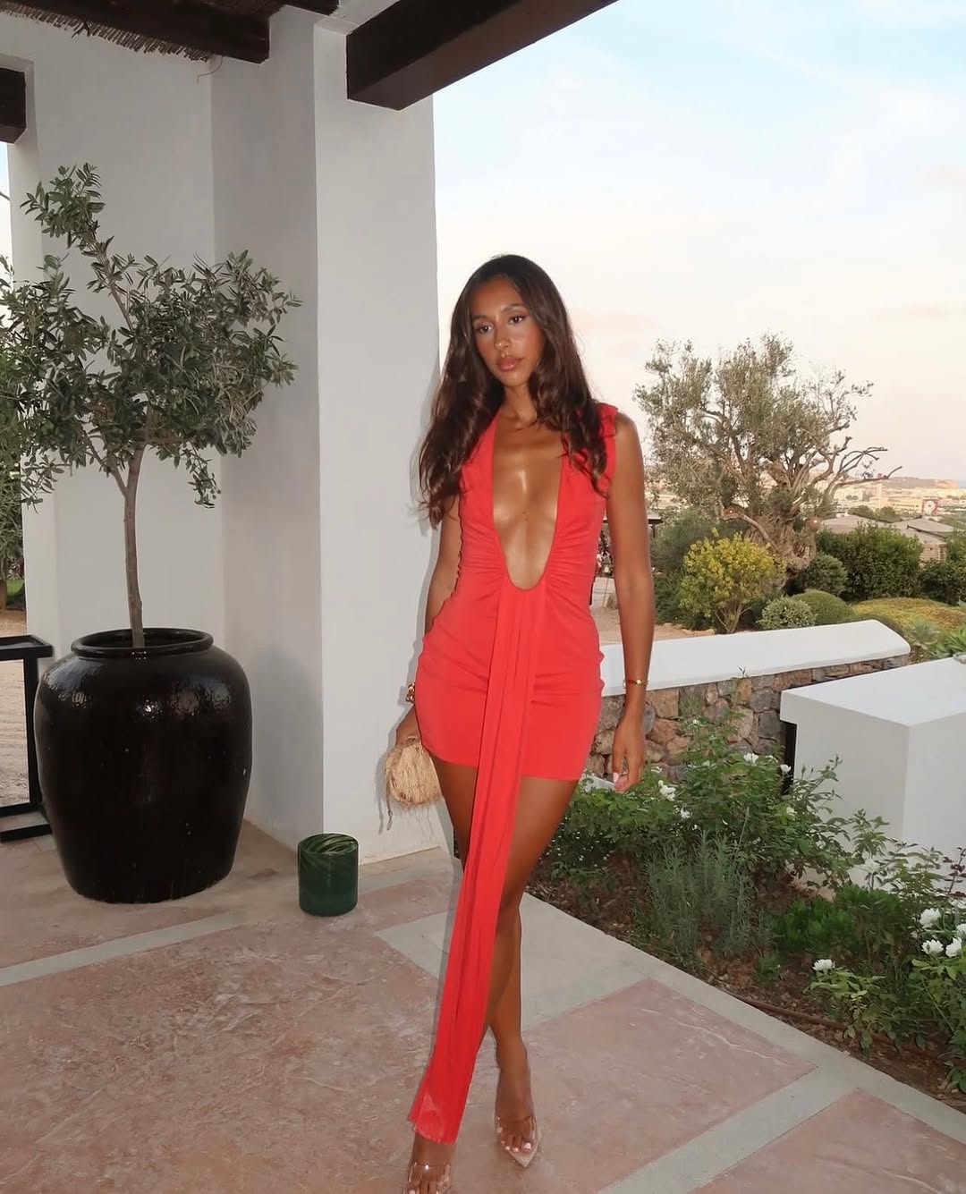 Jennifer Cupro Mini in Red